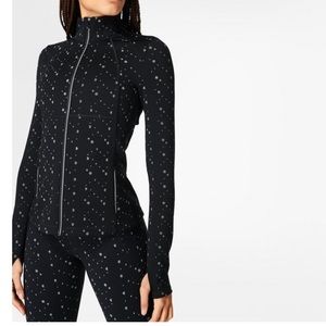 Power Boost Reflective Workout Zip Through Black Dot Reflective Print